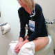 A hidden camera in a hospital restroom records an attractive blonde nurse taking a shit and then wiping her ass. Contains audio. About 1.5 minutes.